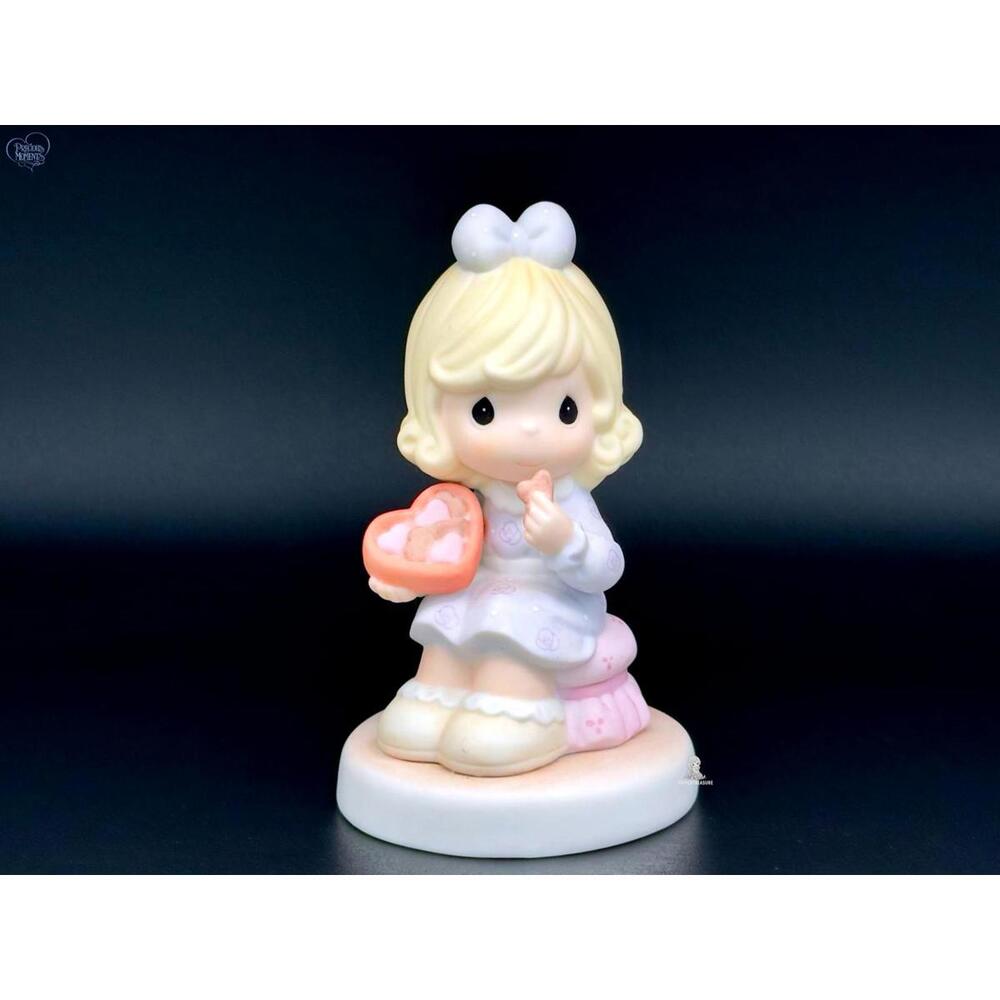 Precious Moments Figurine Girl Holding Heart Box